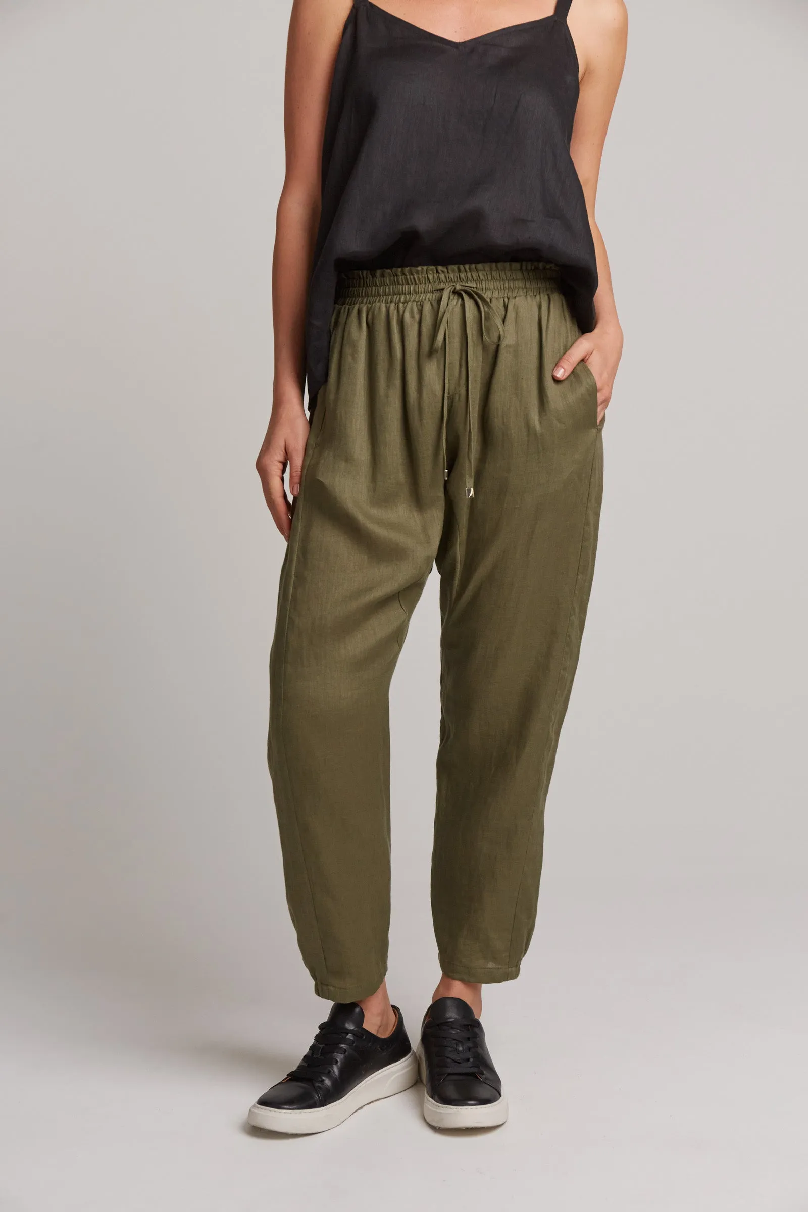 Studio Relaxed Linen Pant - Khaki