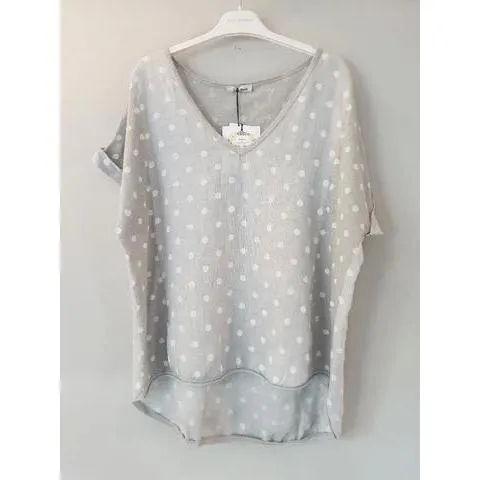 Talia Benson Silver Spot Linen T Shirt