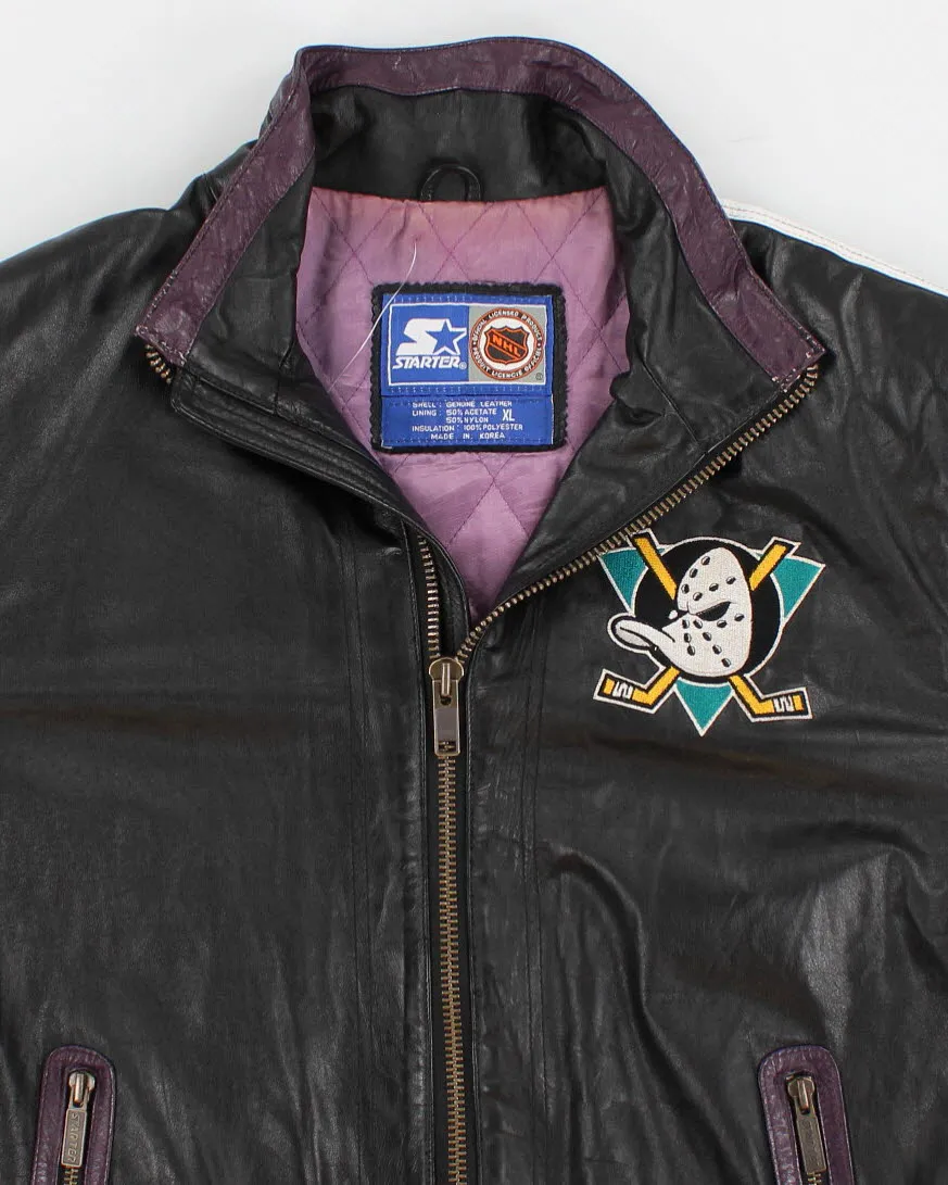 Vintage 90's Men's Mighty Duck Starter Leather Varsity Jacket - XL