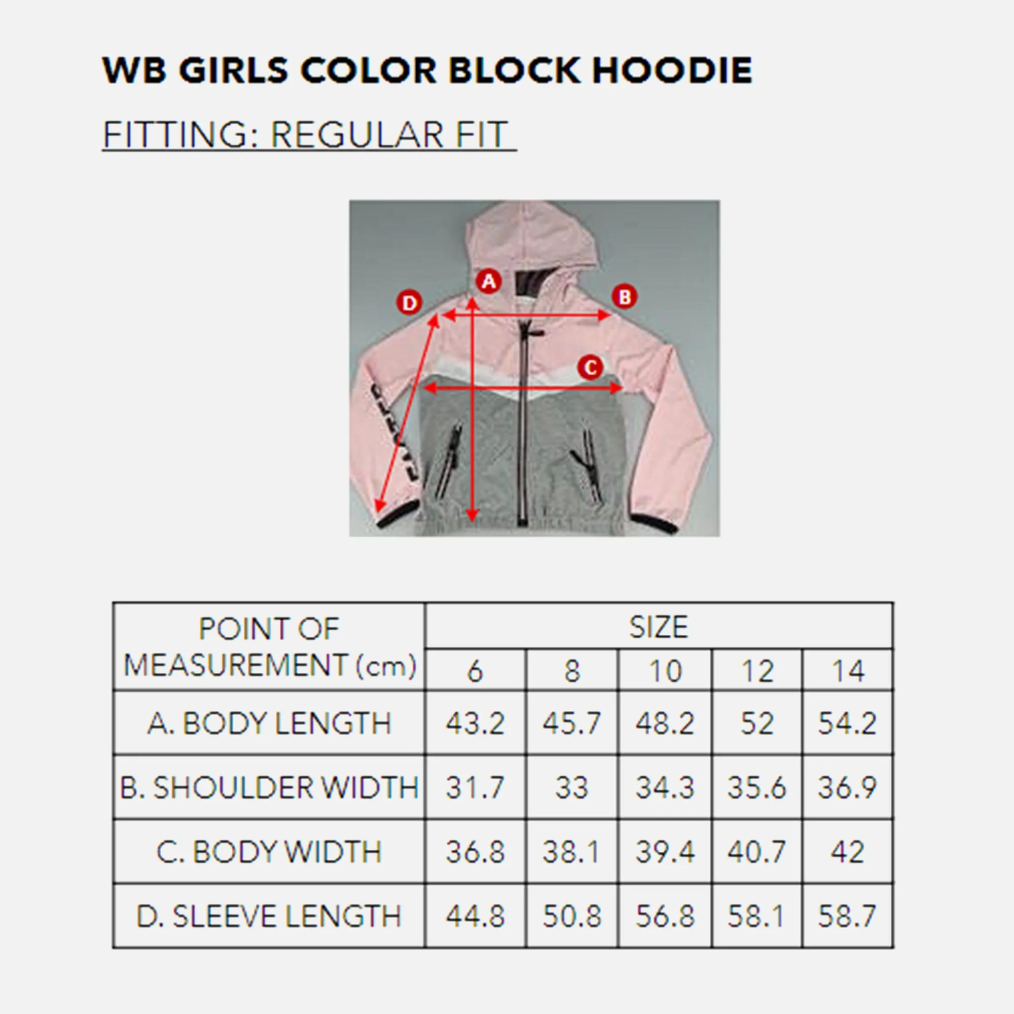 WB GIRLS COLOR BLOCK HOODIE